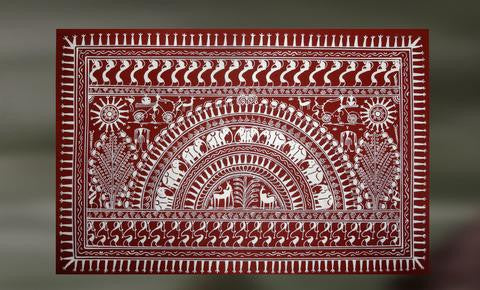 1) Nisarga: Tribal Saura Art Depicting Nature - Artisans Crest